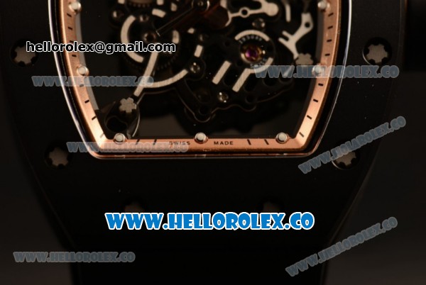 Richard Mille RM 055 Bubba Watson Miyota 9015 Automatic Ceramic Case with Ceramic Bezel Black Rubber Strap and Black Dial - Click Image to Close